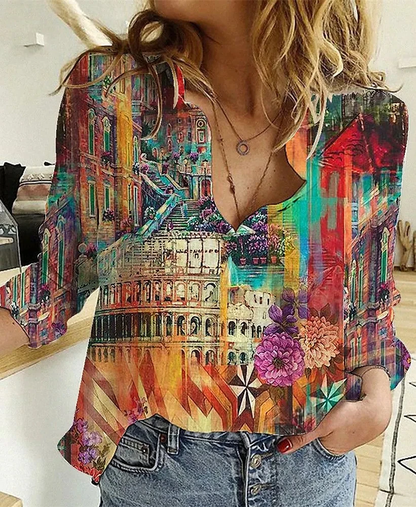 3D Printing Cancer - Camisa Elegante Solta para Mulheres, Casual